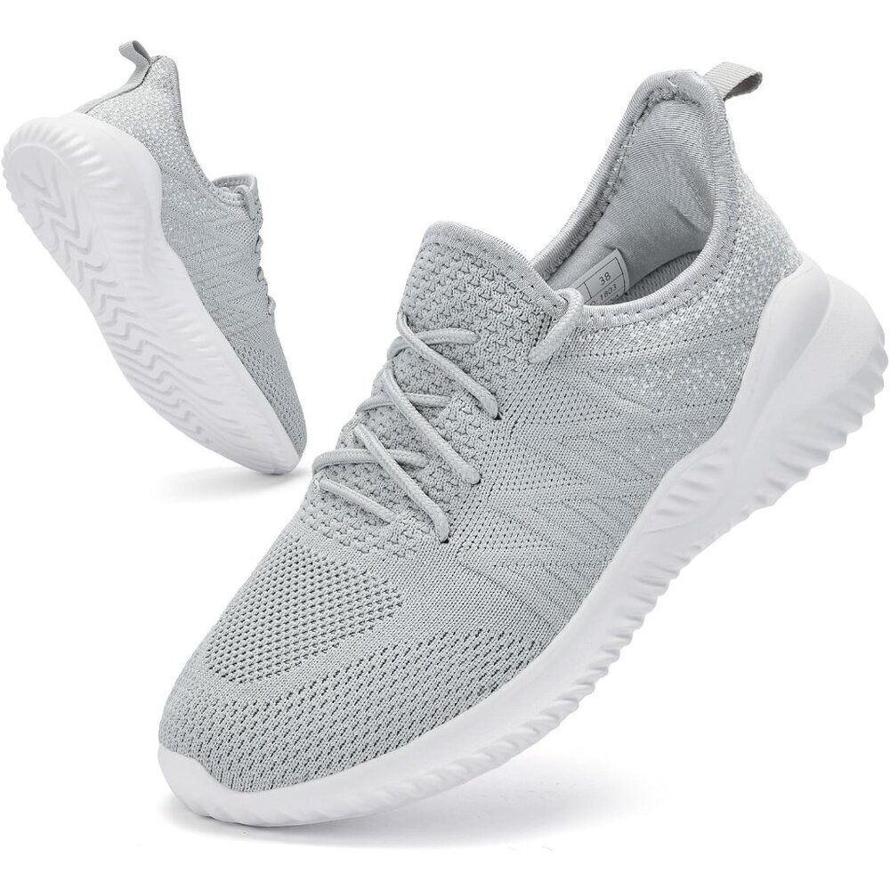 Women's Mixed Grey Imported Memory Foam Lightweight Comfort Casual Sneakers
